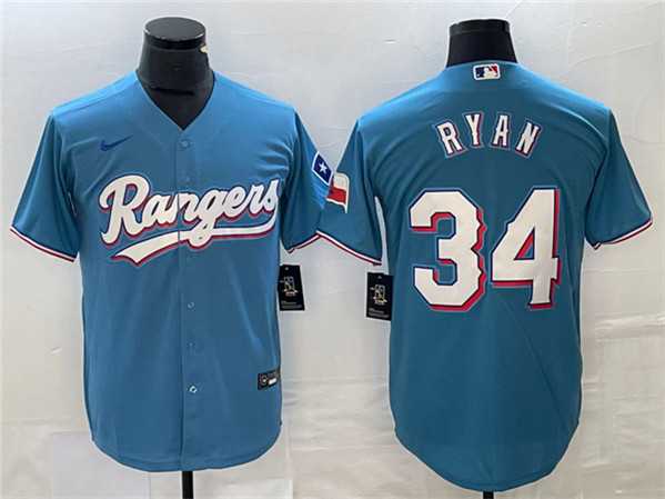 Men%27s Texas Rangers #34 Nolan Ryan Blue Cool Base Stitched Baseball Jersey->texas rangers->MLB Jersey